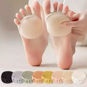 1 пара подушечек для передней части стопы с пятью пальцами для женщин, полустельки на высоком каблуке, носки, летние тонкие дышащие невидимые носки из ледяного шелка