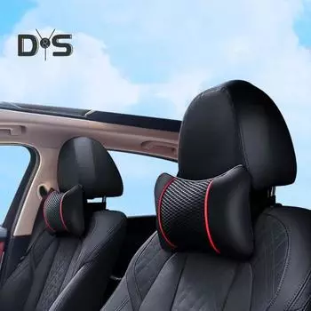 1 пара подушек для подголовника автомобиля, подушка для поддержки шеи с регулируемыми ремнями, износостойкая, дышащая, эргономичная конструкция, подушка для головы и шеи автомобиля чёрный