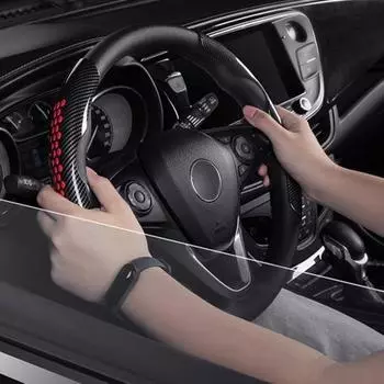 1 пара подушек на рулевое колесо, противоскользящие, деликатное исполнение, узор из углеродного волокна, 15-дюймовый автомобиль