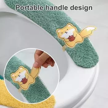 1 пара подушек на сиденье унитаза, свободно вырезанные декоративные многоразовые практичные теплые подушечки с подъемником для дома синий