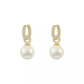 1 пара подвесок для девочек с искусственным жемчугом, идеально подходит для повседневной носки и подарков, модные ювелирные изделия, медные элегантные серьги, аксессуары золотистый