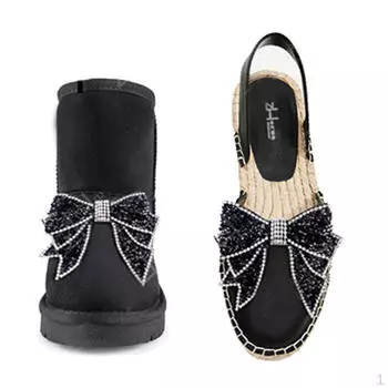 1 пара подвесок для обуви с бантом и кристаллами со стразами