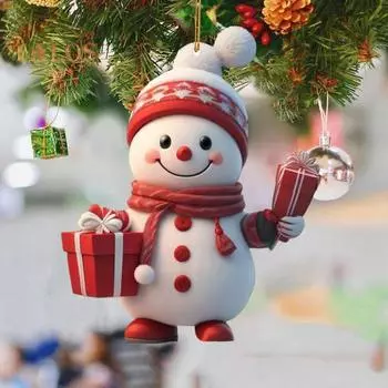 1 пара подвесок Санта-Клауса, акриловые цветные подвесные рождественские украшения, классический Санта, праздничный декор, подарки для друзей и семьи E
