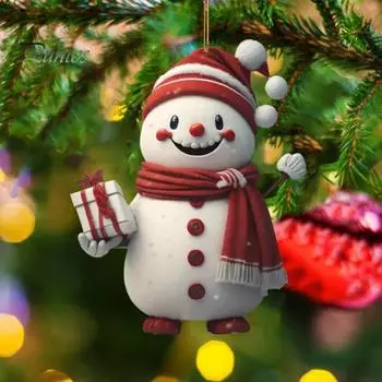1 пара подвесок Санта-Клауса, акриловые цветные подвесные рождественские украшения, классический Санта, праздничный декор, подарки для друзей и семьи E