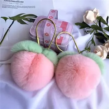 1 пара подвесок в виде персика, кроличья шерсть, украшение в виде сердца, автомобильная розовая сумка, брелок для ключей, Sailor Moon, Honkai Star Rail lightpink