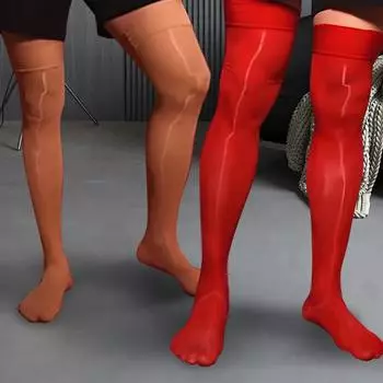 1 пара полиамидных чулок без следов масла, блестящие дышащие колготки, мужские высокие носки, блестящие, ультратонкие, прозрачные