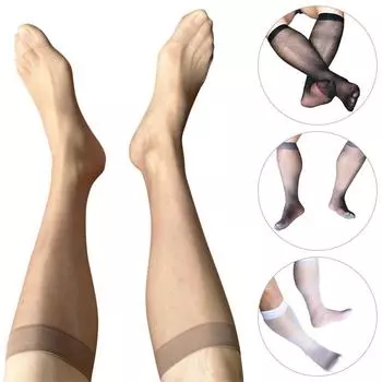 1 пара полиамидных тонких носков выше голени, деловые носки для официальных костюмов, прозрачные длинные носки, прозрачные шелковые носки, мужская клубная одежда