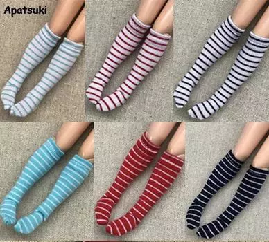 1 пара полосатых чулок для куклы Барби, носки средней трубки для куклы Blythe 1:6, носки для куклы Momoko 1/6, аксессуары для детей фиолетовый