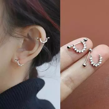 1 пара полукруглых треугольных геометрических сережек-колец, пирсинг хряща, серьги-гвоздики для женщин, украшения для вечеринок белый