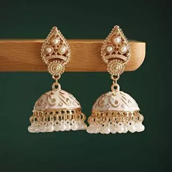 1 пара полые женские серьги с резным колокольчиком и искусственным жемчугом, серьги-капли для вечеринки, 1 пара оранжевый