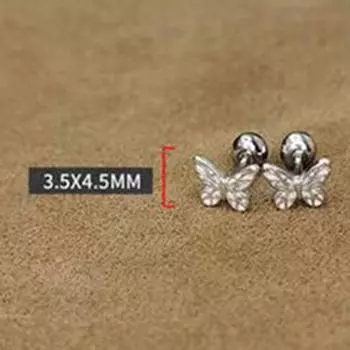 1 пара полых бантиков, косточек для ногтей, блестящие спиральные серьги-гвоздики в форме бабочки 1Pair