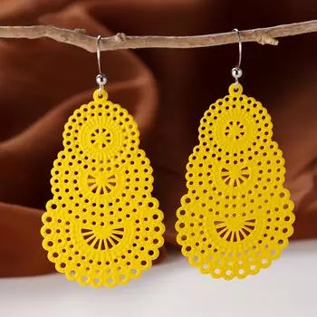 1 пара полых круглых висячих серег в стиле бохо, серьги-крючки, богемные украшения жёлтый