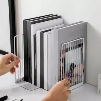 1 пара полых металлических зажимов для книг, простой настольный книжный шкаф для чтения, офисный настольный шкаф для хранения книг, держатель для обучающих книг E чёрный