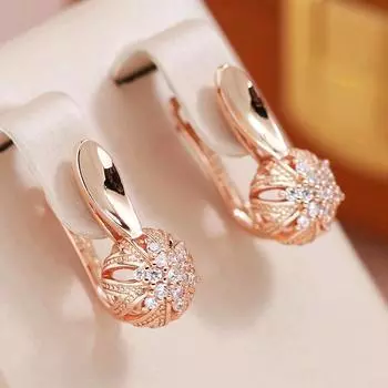 1 пара полых серег-клипс с цирконием, гладкий золотой цвет, винтажные аксессуары, женские геометрические украшения золотой