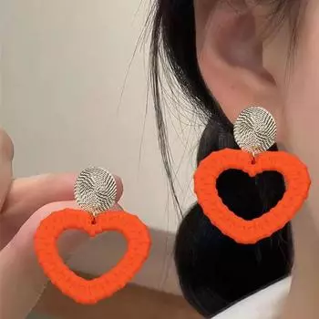 1 пара полых висячих сережек с сердечками для женщин и девочек, модные акриловые серьги-гвоздики ярких цветов, легкие ювелирные изделия в виде висячих ушек в виде сердечек розы красного
