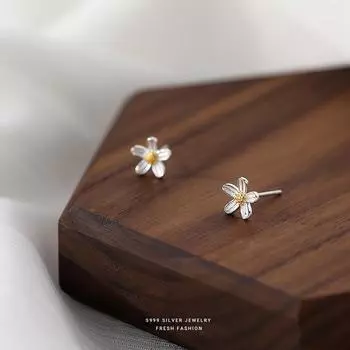 1 пара посеребренных романтических серебряных серег-гвоздиков с цветком, ювелирные изделия 10mm