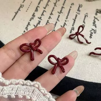 1 пара прекрасных нежных мини-сережек-гвоздиков с красным бантом для женщин и девочек, милые простые универсальные серьги, ювелирные аксессуары, подарки A3