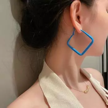 1 пара преувеличенных больших квадратных серег-колец золотого цвета, винтажные металлические серьги для женщин серебряный
