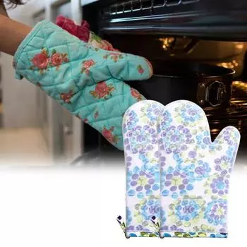 1 пара прихваток, эластичные двухслойные термостойкие нескользящие силиконовые хлопковые кухонные варежки для приготовления пищи 4