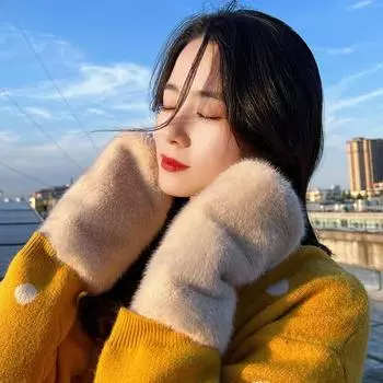 1 пара, приятная для кожи, ветрозащитная, эластичная, мягкая, Vans, перчатки с полупальцами, плюшевая, искусственный мех, роса, палец хаки