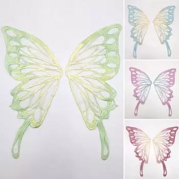 1 пара пришитых тканевых крыльев, нашивок с вышивкой, аппликаций, кружевных тканевых наклеек в виде бабочек, ремесла, свадьбы A