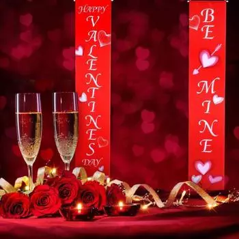 1 пара приветственных знаков на День святого Валентина, привлекательная подвесная вывеска для крыльца для праздничного наружного украшения красный