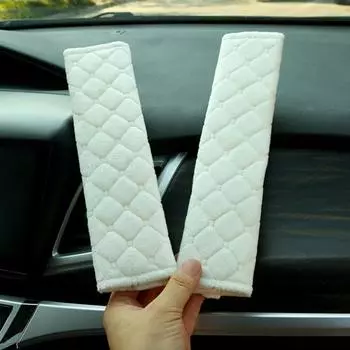 1 пара прочных нескользящих чехлов на ремень безопасности, безопасных на ощупь, плюшевых аксессуаров для интерьера чёрный