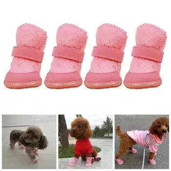 1 пара прочных удобных моющихся кроссовок для щенков, зимние зимние ботинки для домашних животных и маленьких собак, для улицы 2XL розовый