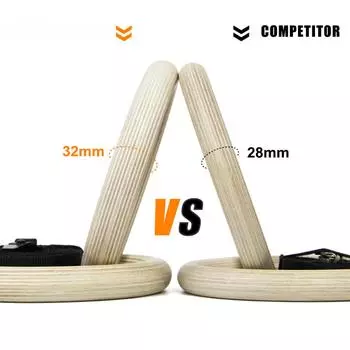 1 пара Procircle Wood 32 мм гимнастические кольца с регулируемыми длинными пряжками и ремнями для тренировок для взрослых и детей, домашний тренажерный зал, фитнес бежевый