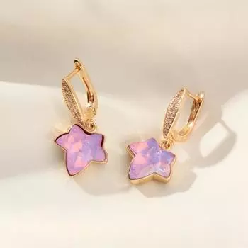 1 пара простых фиолетовых искусственных кристаллов в виде кленового листа, серьги для женщин, серьги с кубическим цирконием, ювелирные изделия, аксессуары для вечеринок фиолетовый