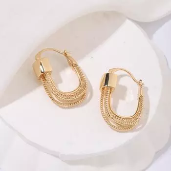 1 пара простых геометрических металлических многослойных серег-колец для женщин и девочек, ювелирные изделия золотого цвета, персонализированные аксессуары золотой