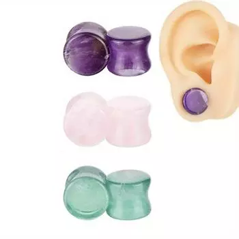 1 пара простых и модных украшений для пирсинга ушной раковины с фиолетовым камнем 12 мм, затычек для ушей из зеленого камня 3mm