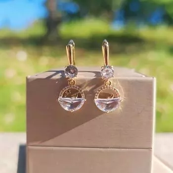 1 пара простых круглых висячих сережек для женщин, ювелирные изделия из кубического циркония, аксессуары для повседневных вечеринок золотой