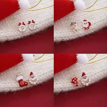 1 пара простых модных рождественских асимметричных сережек для женщин и девочек, милые универсальные серьги, ювелирные аксессуары, праздничный подарок A16