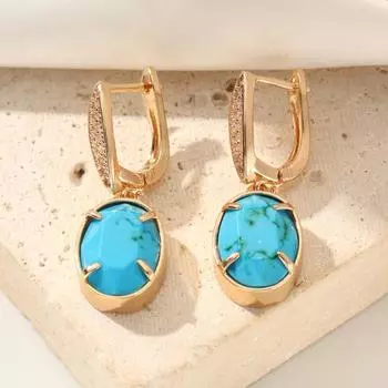 1 пара простых овальных сережек-подвесок с имитацией бирюзы для женщин, серьги с кубическим цирконием, ювелирные изделия, аксессуары для свадебной вечеринки синий