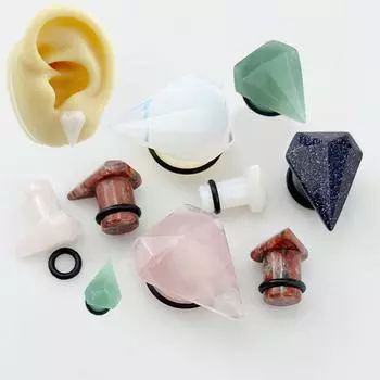1 пара простых ретро-ромбовидных ушей с натуральным камнем, украшения для пирсинга ушей 6MM