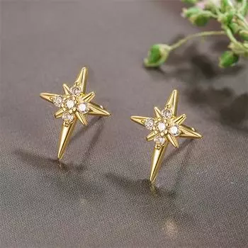 1 пара простых сережек-гвоздиков с восьмиконечной звездой из циркония для женщин, изысканные универсальные маленькие серьги, ювелирные аксессуары, подарки