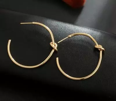 1 пара простых сережек-колец с закрученным узлом из золота, полукруглые серьги из сплава золотого цвета, подарки, аксессуары