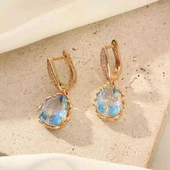 1 пара простых синих висячих сережек в форме капли воды для женщин, серьги с кубическим цирконием, ювелирные изделия, аксессуары для вечеринок синий