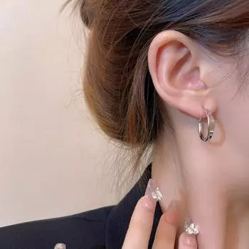 1 пара простых женских серег-колец, серебряные круглые серьги для пирсинга, ювелирные изделия в подарок, модные аксессуары серебряный