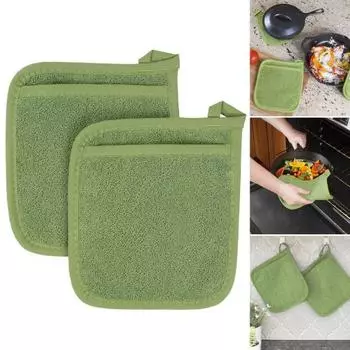 1 пара противоожоговых рукавиц для духовки, термостойкий держатель для кастрюли, подвесная петля, противоскользящие, более толстые, однотонные, перчатки для микроволновой печи, кухонные принадлежности для выпечки чёрный