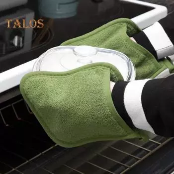 1 пара противоожоговых рукавиц для духовки, термостойкий держатель для кастрюли, подвесная петля, противоскользящие, более толстые, однотонные, перчатки для микроволновой печи, кухонные принадлежности для выпечки чёрный