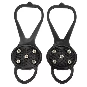 1 пара противоскользящих кошек с 5 зубьями, прочные, с сильным сцеплением, 5 зубьев, зимние скальные туфли, чехол Красный М