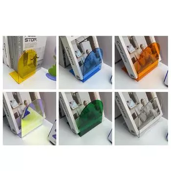 1 пара прозрачных акриловых подставок для книг, нескользящие подставки для книг для школьной библиотеки и настольного органайзера, акриловые подставки для книг для книжных полок