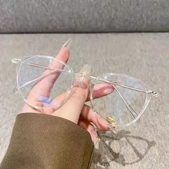1 пара прозрачных очков в маленькой оправе с золотой оправой — легкие и стильные для повседневного ношения, шопинга и уличной фотографии