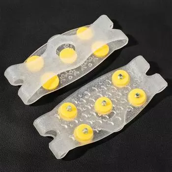 1 пара прозрачных шипов для льда, скобы с 5 металлическими шипами для мужчин и женщин, зимние, для ходьбы по льду и снегу, эластичные, нескользящие with 5 Tooth