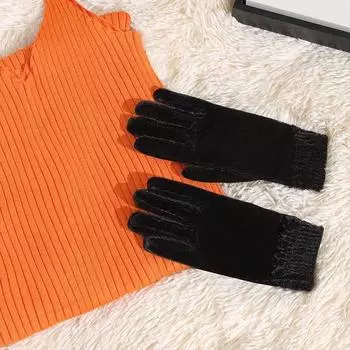 1 пара пушистых варежек, аксессуары для банкета, перчатки для вождения, толстые плюшевые перчатки с полным пальцем для верховой езды, зимние, теплые, винтажный стиль