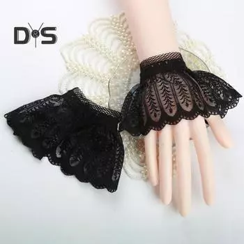 1 пара японских манжет на запястье в стиле Лолиты с кружевной отделкой, искусственным жемчугом, аксессуары для косплея горничной, сделай сам, швейные украшения для женщин и девушек, украшение для рук на вечеринку белый