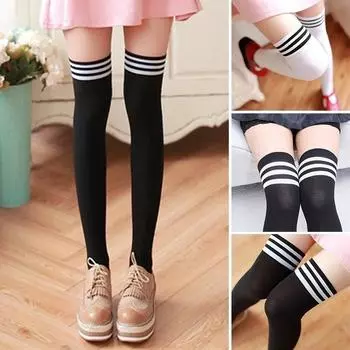 1 пара японских модных гольфов выше колена для девочек белый