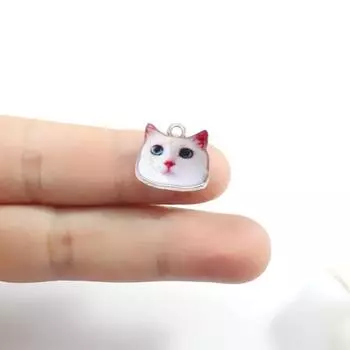 1 пара ярких цветных сережек с отверстиями, эмалированные кошки разных стилей белый/чёрный